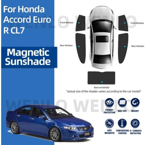 For Honda Accord Euro R CL7 Window Sunshades Heat Isolation Curtains Sun Protection Covers Magnetic Meshes Polyester Nylon Net