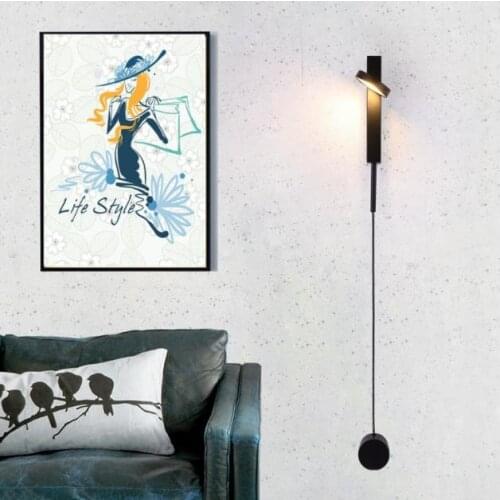 Nordic modern wall light luxury dimmable switch simple living room aisle corridor bedroom creative personality bedside wall lamp