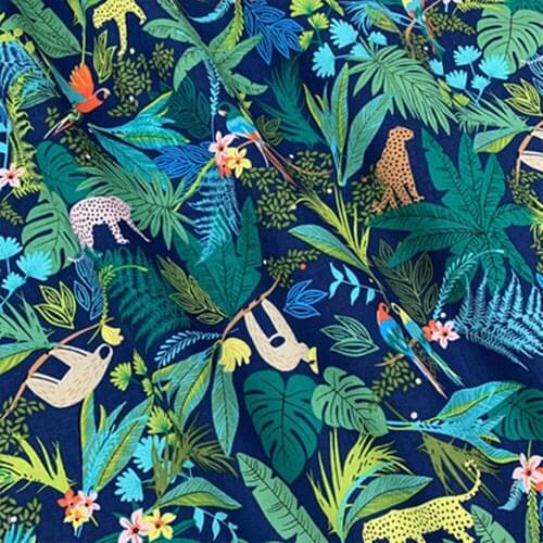Tropical Rainforest Printed Cotton Linen Fabric Woven Cloth Patchwork Tissu by Meters Handmade Sewing Skirts Dress DIY Material