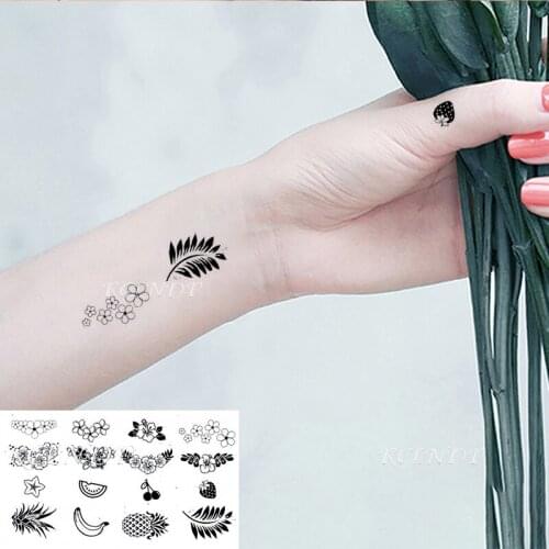 Waterproof Temporary Tattoo Sticker Pineapple Banana Fruit Cherry Strawberry Flower Fake Tatto Flash Tatoo for Kids Men Women