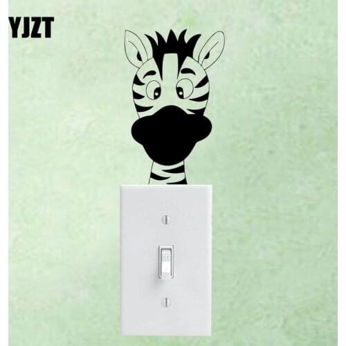 YJZT Zebra Funny Animal Vinyl Wall Decal Switch Stickers For Kids Room Decor 17SS0067
