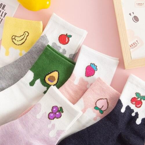 Socks Women Fruit Milk Strawberry Banana Avocado Short Woman Sweat Summer Cotton Girl WomenS Crew Socks Ankle Sock Female Soks