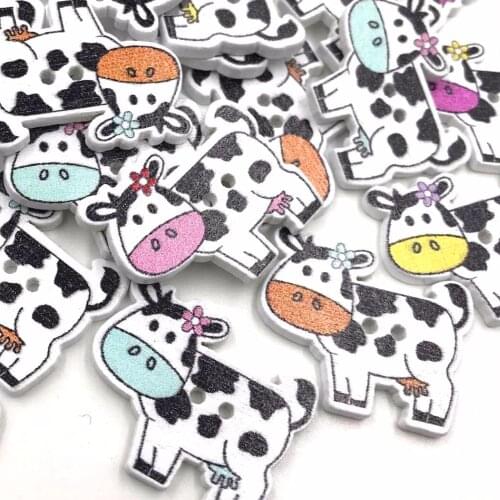 Cartoon Wooden Cows shape buttons 2-holes sewing crafts Scrapbooking 27mm WB419