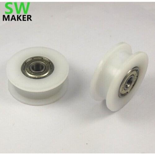 10pcs dual bearing smooth TIMING BELT adjustable idler wheel delrin POM H wheel 5 mm bore REPRAP DIY 3D printer accessories
