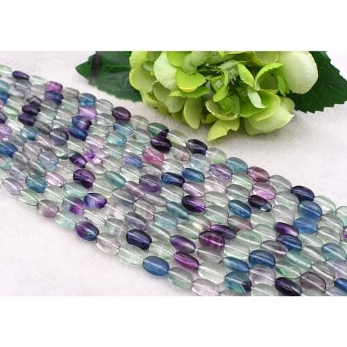 10x14mm /12x16mm Natural stone Colorful Fluorite Faceted Oval Loose Bead 15.5"