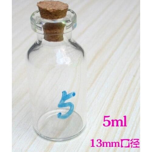 200pcs 5ml Clear glass vials Transparent Glass Bottles Cork bottle drift bottle messenger bottle