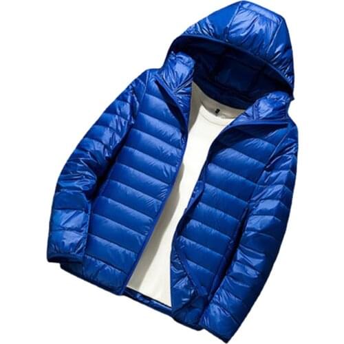 2021 Ultra Light Winter Fashion Brand Duck Down Jacket Men Hooded Waterproof Streetwear Feather Coat Packable Warm Men Clothing