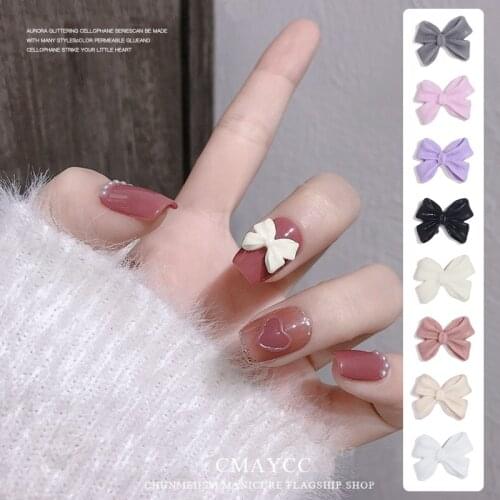 30/100Pcs Nail Art Rhinestone 9x11.5mm Matte Resin Bow knot DIY Manicure Nails Art Decorations personality Accessories