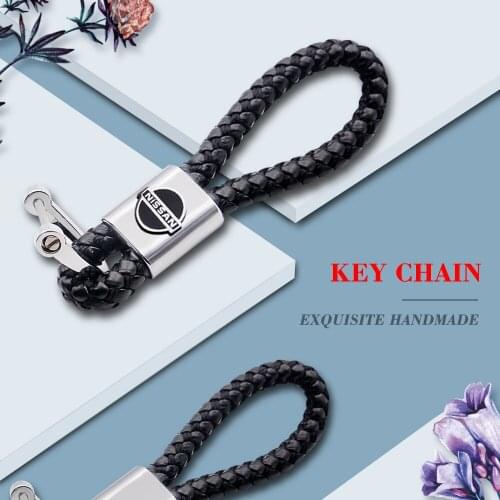 3D High-Grade metal Woven Leather Car KeyChain Horseshoe Buckle Key Ring For Nissan X-Trail T32 Qashqai J11 Murano Z52 Navara NP