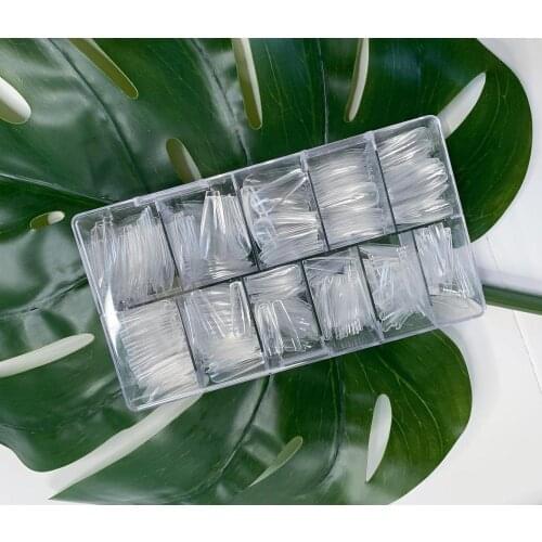 500pc/box Long Coffin Set Ballerina Natural/clear Press on Nails T Curve Full Cover Fake Nails Tips Coffin HJS13DS