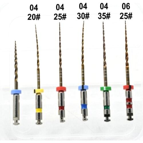 6pcs/Box Dental instrument Heat Activated 04 taper Canal Root Files Flexi-gold Can Bend for Preparing Root Canal Treatment