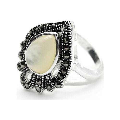 925 ARGENT GOUTTE NATUREL BLANC MER SHELL MARCASSITE Selling tassel indian jewelry bohemian adjustable rings