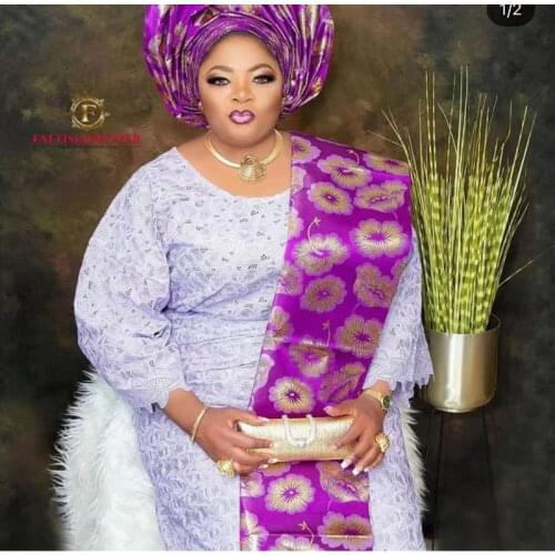 Express transportation African SEGO HEADTIE Gele headtie 2pcs set High Quality purple or fuchsia pink 031