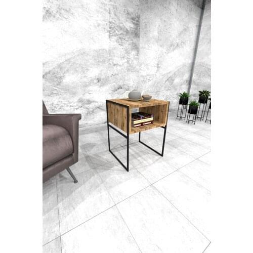Buka Side Coffee Table Metal Legs Marble Pattern 6 Color