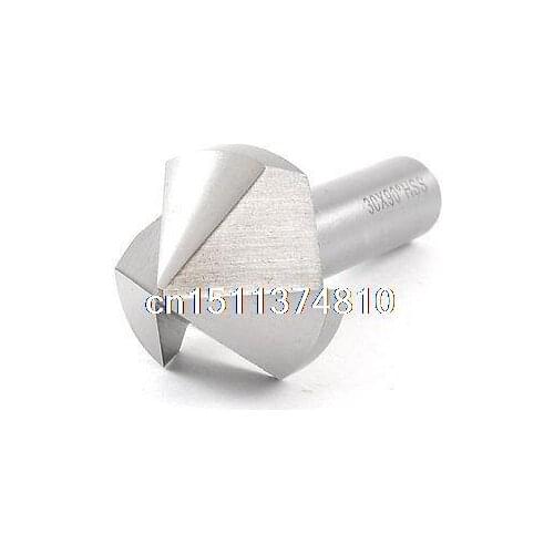 12mm Shank 30mm Cutting Diameter HSS Chamfer Milling Cutter Bit Silver Tone