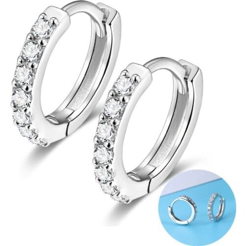 Hot Fashion Round Shape 925 Sterling Silver Cubic Zirconia Hoop Earrings For Women Cool Man