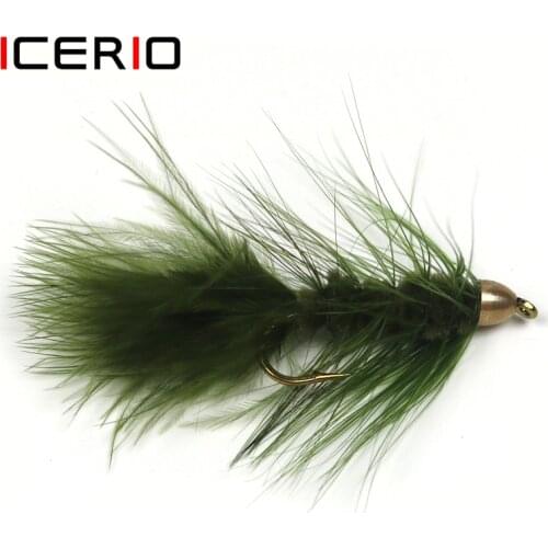 ICERIO 4PCS Brass Cone Head Woolly Bugger Streamer Flies Trout Fly Fishing Lure Bait