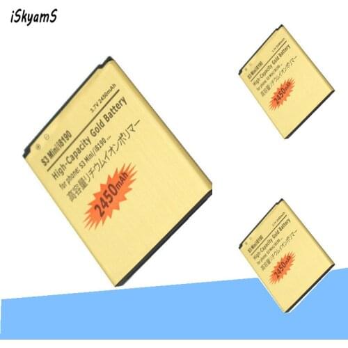 ISkyamS 3x 2450mAh EB425161LU Gold Battery For Galaxy S3 SIII MINI I699 S7562 S9920 I8190 I8160 S7560 J1 Mini J1Mini J105H J106H