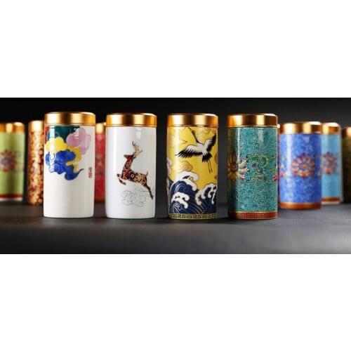 Chinese Ceramic Tea Box Storage Colorful Tea Coffee Sugar Storage Jars Handmade Tea Caddies Container Theedoos Home Storage 50