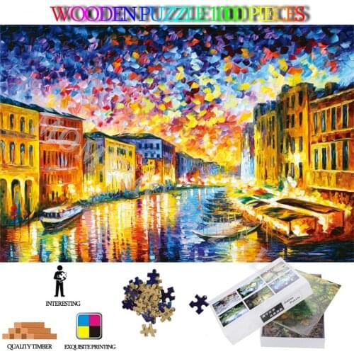 Queen of The Adriatic Wooden Jigsaw Puzzle 1000 Pieces DIY Assembly Puzzle Toys for Adults Oil Painting Wooden Puzzle Games Toys