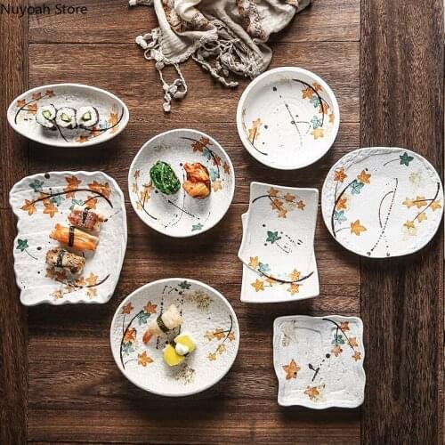 Japanese-style Household Creative Tableware Irregular Dishes Ceramic Seasoning Dishes Main Dishes Tableware Kitchen Supplies