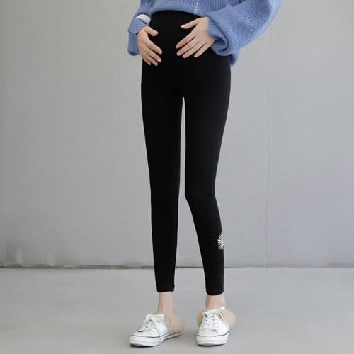 Pregnant womens leggings small daisy autumn leggings fashion all-match trousers with small feet and nine-point pants