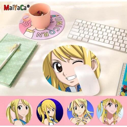 Maiyaca Fairy Tail Lucy Heartfilia sexy girl Silicone round mouse Pad to Mouse Game gaming Mousepad Rug For PC Laptop Notebook