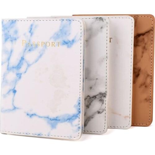 Marble Hard Leather Vintage Passport Case Unisex Wallet For Documents Travel Accessories Bank Card Cover Passport Holder
