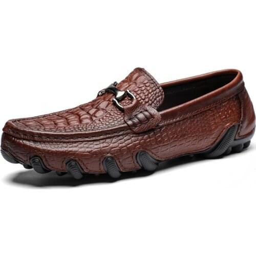 Octopus Crocodile Grain Leather Loafers Men Luxury Moccasin Shoes Calfskin Casual Driving Shoes Large Size 47 Mens Boat Shoes