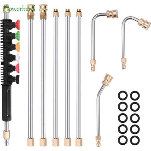 Pressure Washer Extension Wand Set Spray Nozzle Tips Curved Rod Replacement Lance Attachment for Anti-Leaked Ring Gutter Cleaner