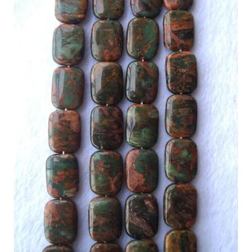 Natural Green Opal Flat Rectangle Loose Beads For Jewelry Making DIY Bracelet Necklace Earrings
