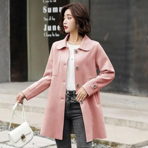 2021 Spring And Autumn New Womens Windbreaker Mid-Length Temperament Jacket Single-Breasted Casual Coat Female Outwear A50