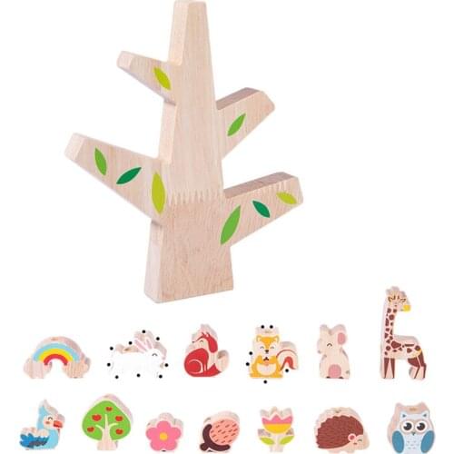 Novel Wooden Toys Stacking Game Early Education Forest Balance String Children Montessori Educational Balance Blocks Kids Gift
