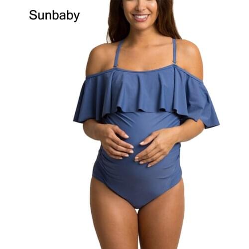 New Summer pregnant swimwear Solid color strapless one-piece maternity swimwear T0406