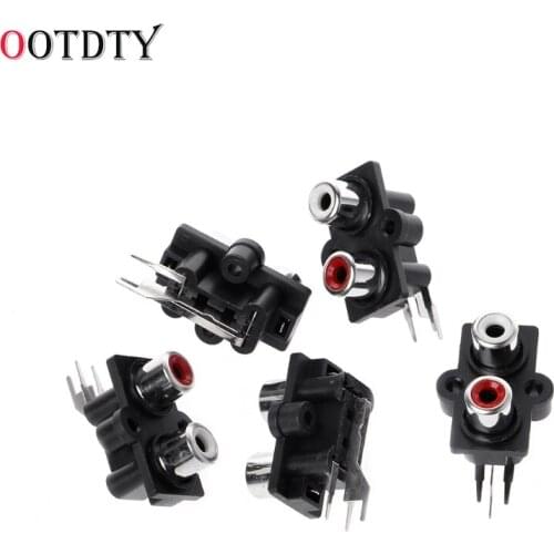 OOTDTY 5 Pcs PCB Mount 2 Position Stereo Audio Video Jack RCA Female Connector