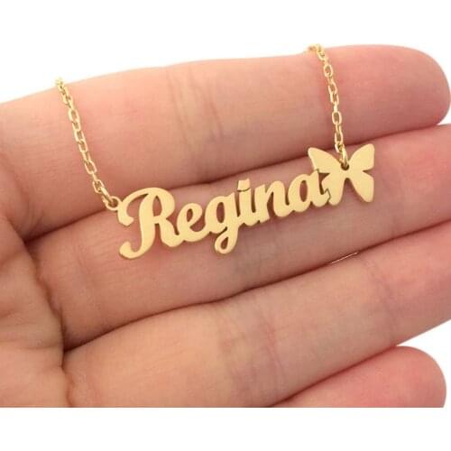 Personalized Name Necklace With Butterfly Symbol Custom Name Statement Necklace Personalized Jewelry Bridesmaid Gift Handmade