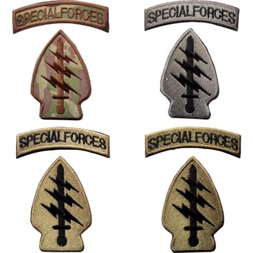 Army Fan Patches Tactical Military US Lightning Special Forces Badge Hook Loop Armband Embroidered Applique Stickers