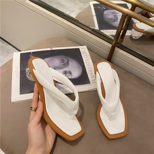 Sexy square heels crystal women transparent heel slide pumps dress shoes party jelly sandals slippers crystal open toed shoes