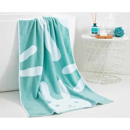 Cusack 1 pcs 70 x 140 cm Pure Cotton Cartoon Men Women Bath Towel for Adults Children Students Home 4 Colors Soft Rectangle