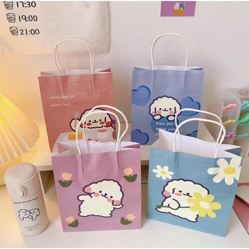 Portable Cute Cartoon Pattern Paper Packaging Bag Korean Shopping Bag Bag Birthday Party Gift Bag Storage Bag Christmas Gift