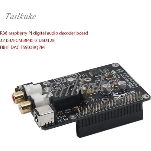 R38 ES9038 Q2M Digital Broadcast Network Player Raspberry Pi DAC I2S 384K DSD 128