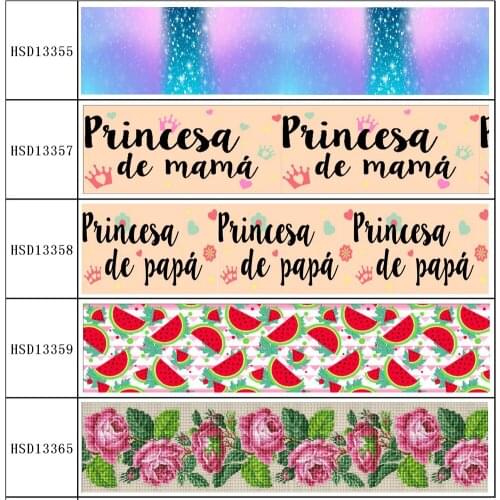 HuangTao 22MM 25MM 38MM 50MM 75mm Printed Pattern on Grosgrain Ribbon for diy ribbon