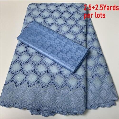 Swiss Voile Lace in Switzerland Embroidery African Bazin Fabric 2.5+2.5yards African Cotton Fabric For Dress HZ1095