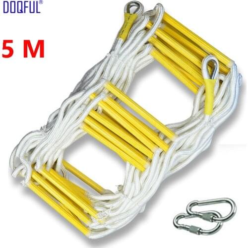 5M Rescue Rope Ladder 17FT Escape Ladder Emergency Work Safety Response Fire Rescue Rock Climbing Escape Tree Outdoor Protection