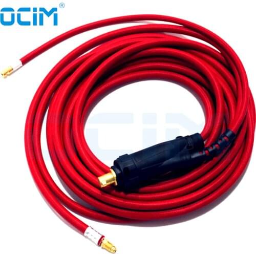 WP18 Tig Welding Cable 4M With 35-70 Euro Connector Red Soft Hose