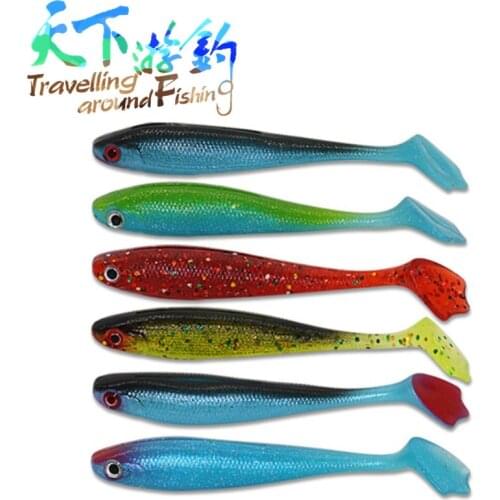 TAF 6Pcs Soft Lures Silicone Bait 90mm 6.2g Quality Swimbait Wobblers Artificial Baits Carp Bass Fishing Tackle Leurre Souple