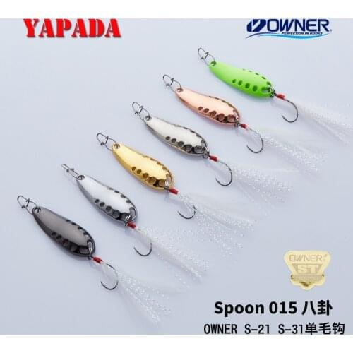 YAPADA Spoon 015 Gossip 2.5-7.5g OWNER Single Hook+Feather 30-45mm Multicolor Metal Zinc alloy Spoon Fishing Lures