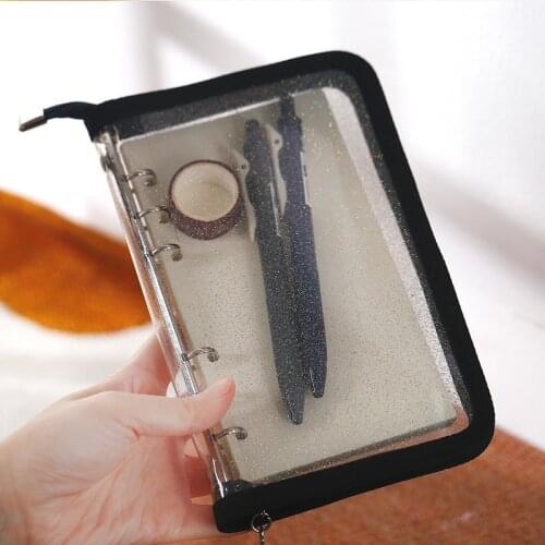 Zip Bag Transparent Loose Leaf Binder Notebook Inner Core Cover Note Book Planner Office Stationery Supplies