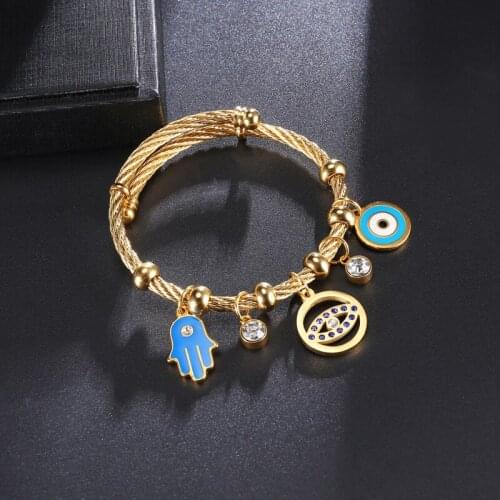 WT-REB002 Islamic Turkey Blue Eye Evil Eye Bracelet Stainless Steel Bracelet Talisman Bracelet Women Fashion Bracelet Jewelry