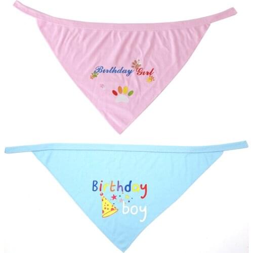 1Pcs Cotton Dog Collar Birthday Triangle Pet Saliva Towel Cat Collars Pet Accessories Soft Dogs Cats Drool Towel Pets Supplies